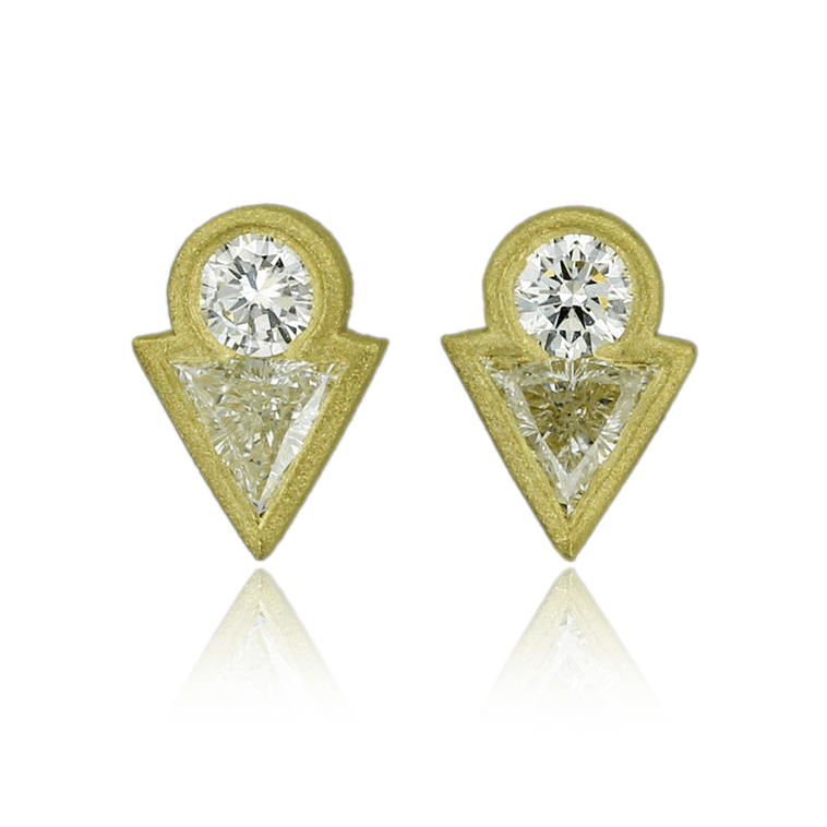 18K Yellow Gold Diamond Stud Earrings