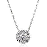 14K White Gold Diamond Cluster Necklace