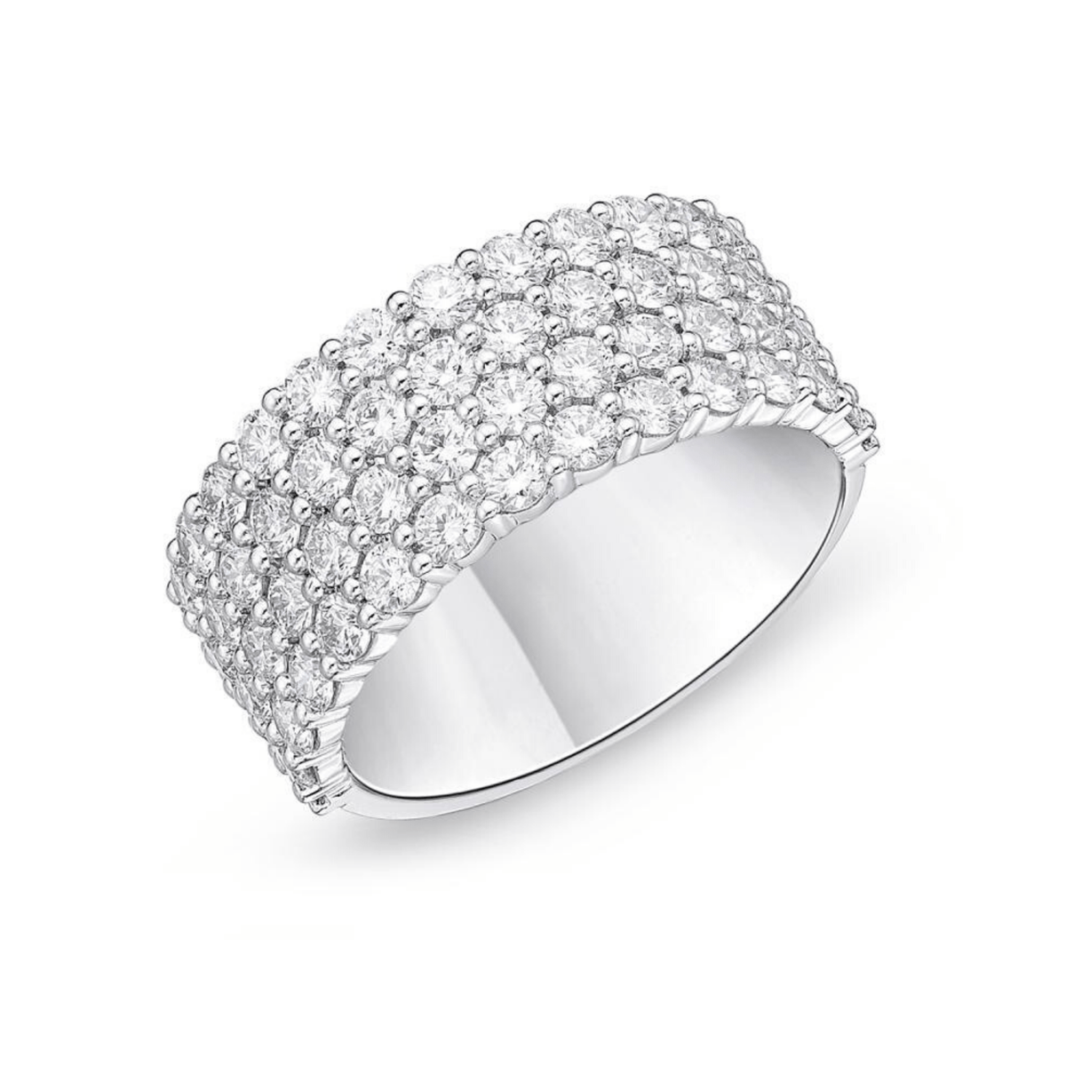 Platinum Paramount Four Row Halfway Diamond Band