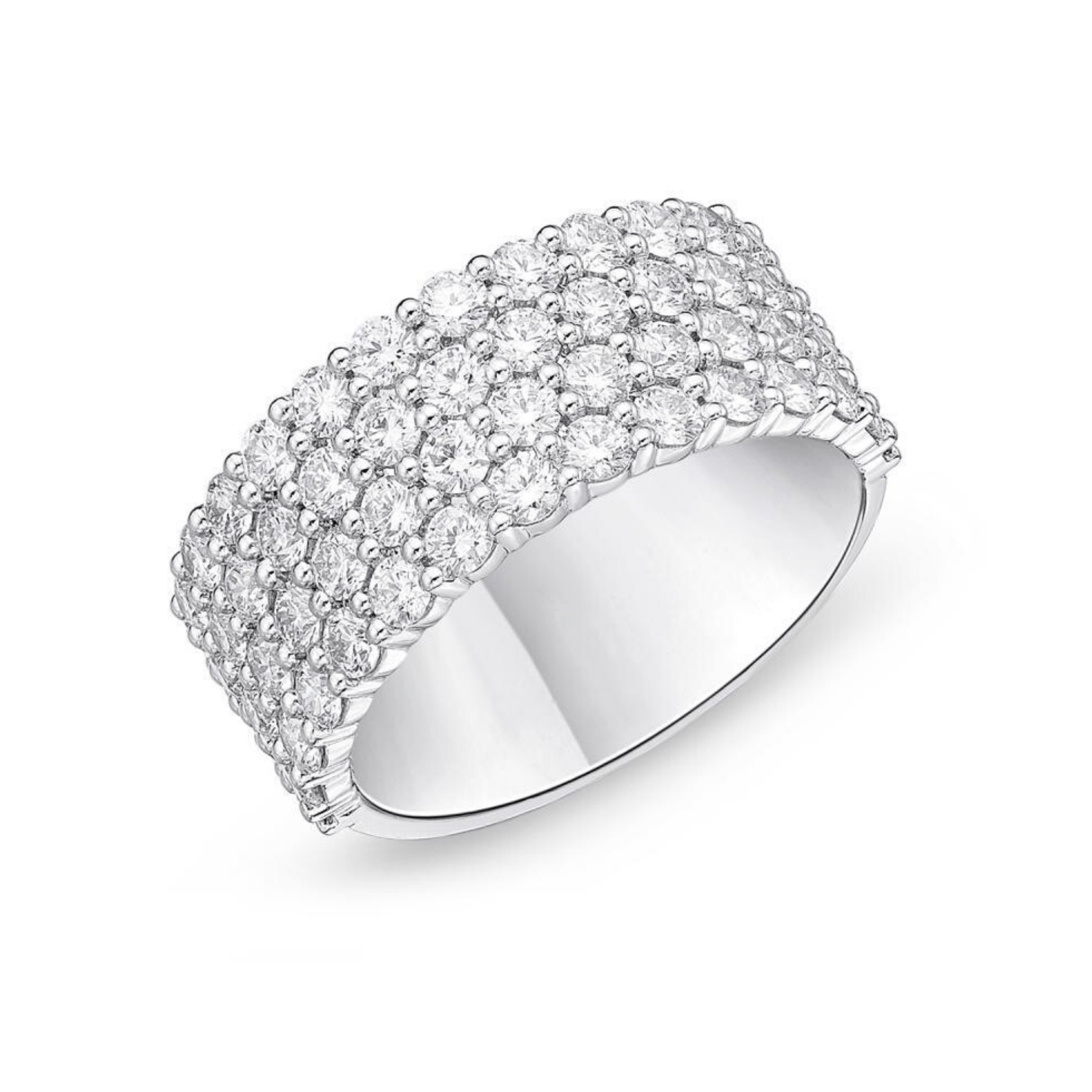 Platinum Paramount Four Row Halfway Diamond Band