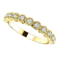 18K Yellow Gold Bezel Milgrain Diamond Band