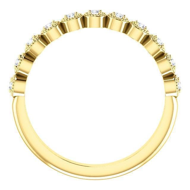 18K Yellow Gold Bezel Milgrain Diamond Band