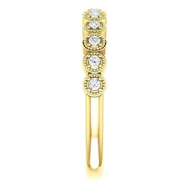 18K Yellow Gold Bezel Milgrain Diamond Band