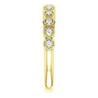 18K Yellow Gold Bezel Milgrain Diamond Band