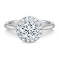 Platinum New Aire Solitaire Shank French Cut Halo Engagement Ring Setting
