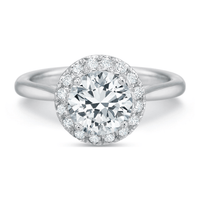Platinum New Aire Solitaire Shank French Cut Halo Engagement Ring Setting