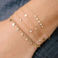 14K Yellow Gold Hanging Disc Bracelet