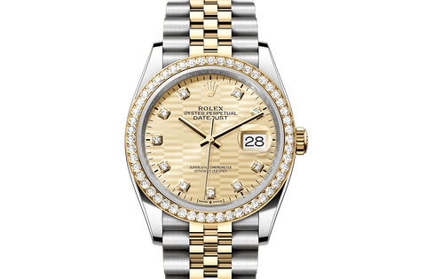 Datejust 36, Oyster, 36 mm, Oystersteel, yellow gold and diamonds Front Facing