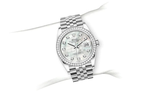 Datejust 36, Oyster, 36 mm, Oystersteel, white gold and diamonds Specifications