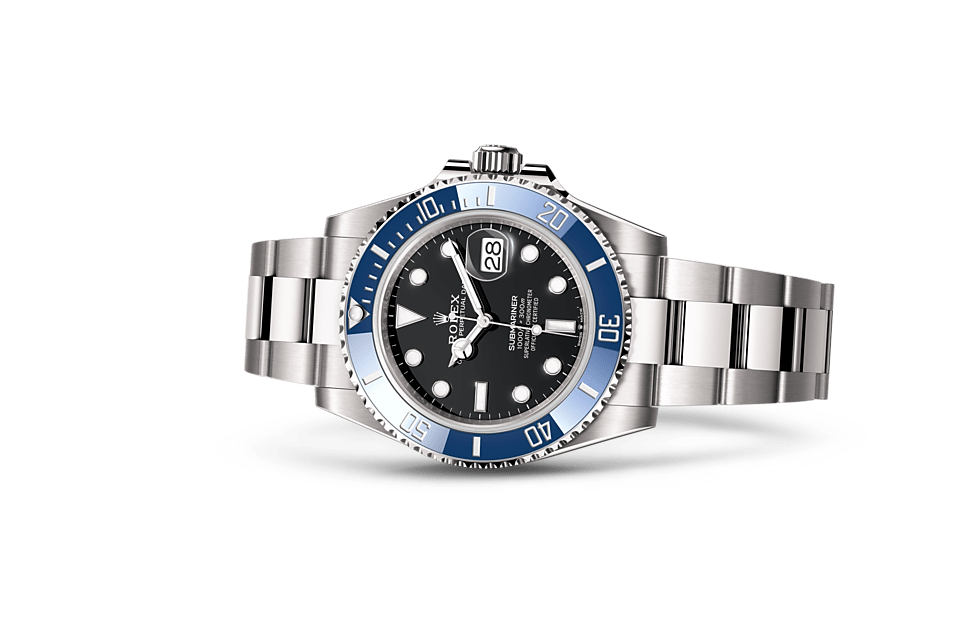 Submariner Date, Oyster, 41 mm, white gold Laying Down