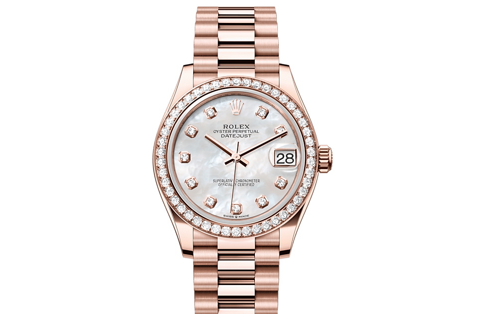 Datejust 31, Oyster, 31 mm, Everose gold and diamonds Front Facing