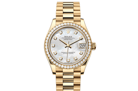 Datejust 31, Oyster, 31 mm, yellow gold and diamonds Front Facing