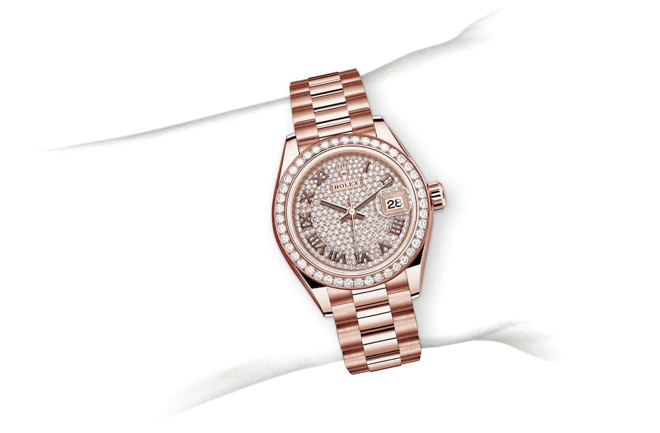 Lady-Datejust, Oyster, 28 mm, Everose gold and diamonds Specifications