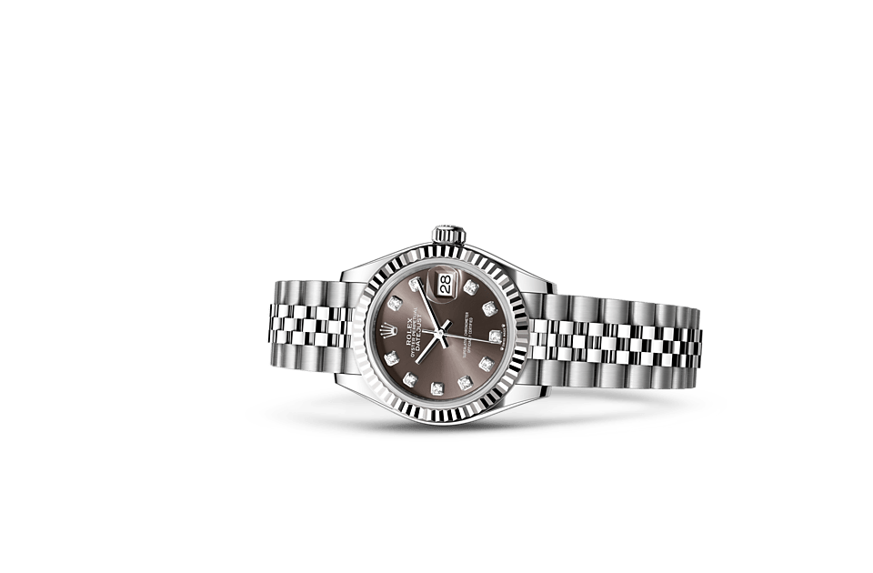 Lady-Datejust, Oyster, 28 mm, Oystersteel and white gold Laying Down