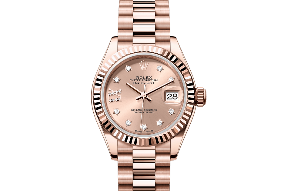 Lady-Datejust, Oyster, 28 mm, Everose gold Front Facing
