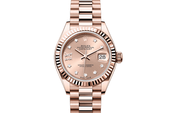 Lady-Datejust, Oyster, 28 mm, Everose gold Front Facing