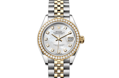 Lady-Datejust, Oyster, 28 mm, Oystersteel, yellow gold and diamonds Front Facing