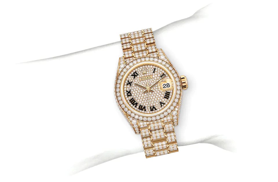 Lady-Datejust, Oyster, 28 mm, yellow gold and diamonds Specifications