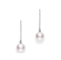 Mikimoto 18K White Gold Pearl Earrings on Wire