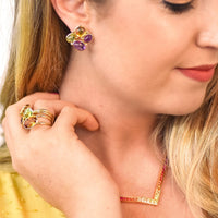 18K Yellow Gold Estate Multicolored Sapphire Necklace