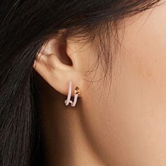 Personalized Jenna Enamel Huggie Earrings