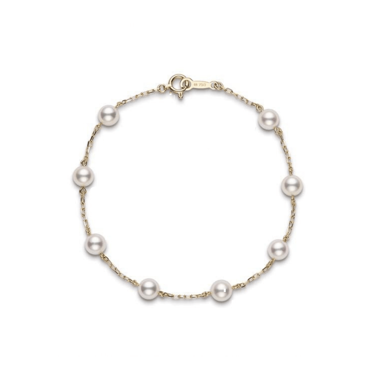 Mikimoto 18K Yellow Gold Akoya Cultured Pearl Station Bracelet