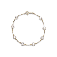 Mikimoto 18K Yellow Gold Akoya Cultured Pearl Station Bracelet