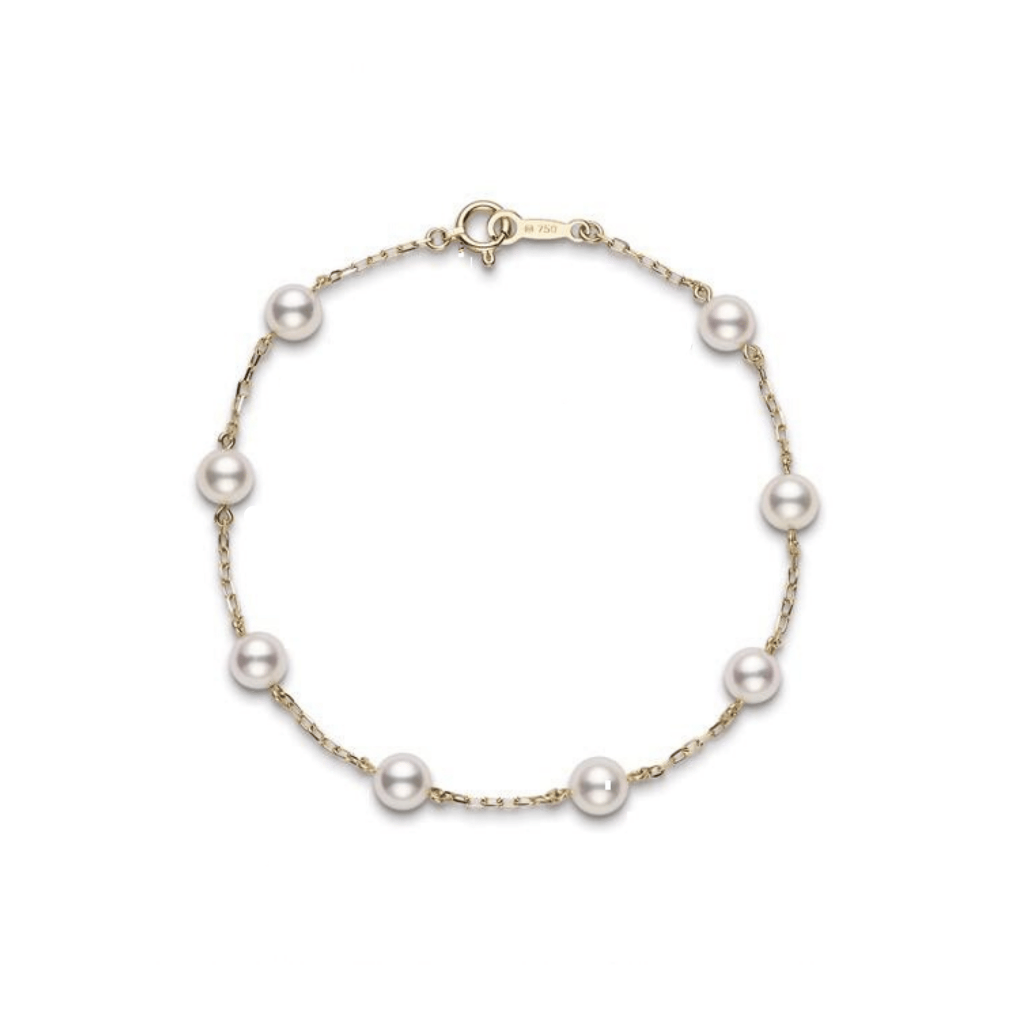 Mikimoto 18K Yellow Gold Akoya Cultured Pearl Station Bracelet
