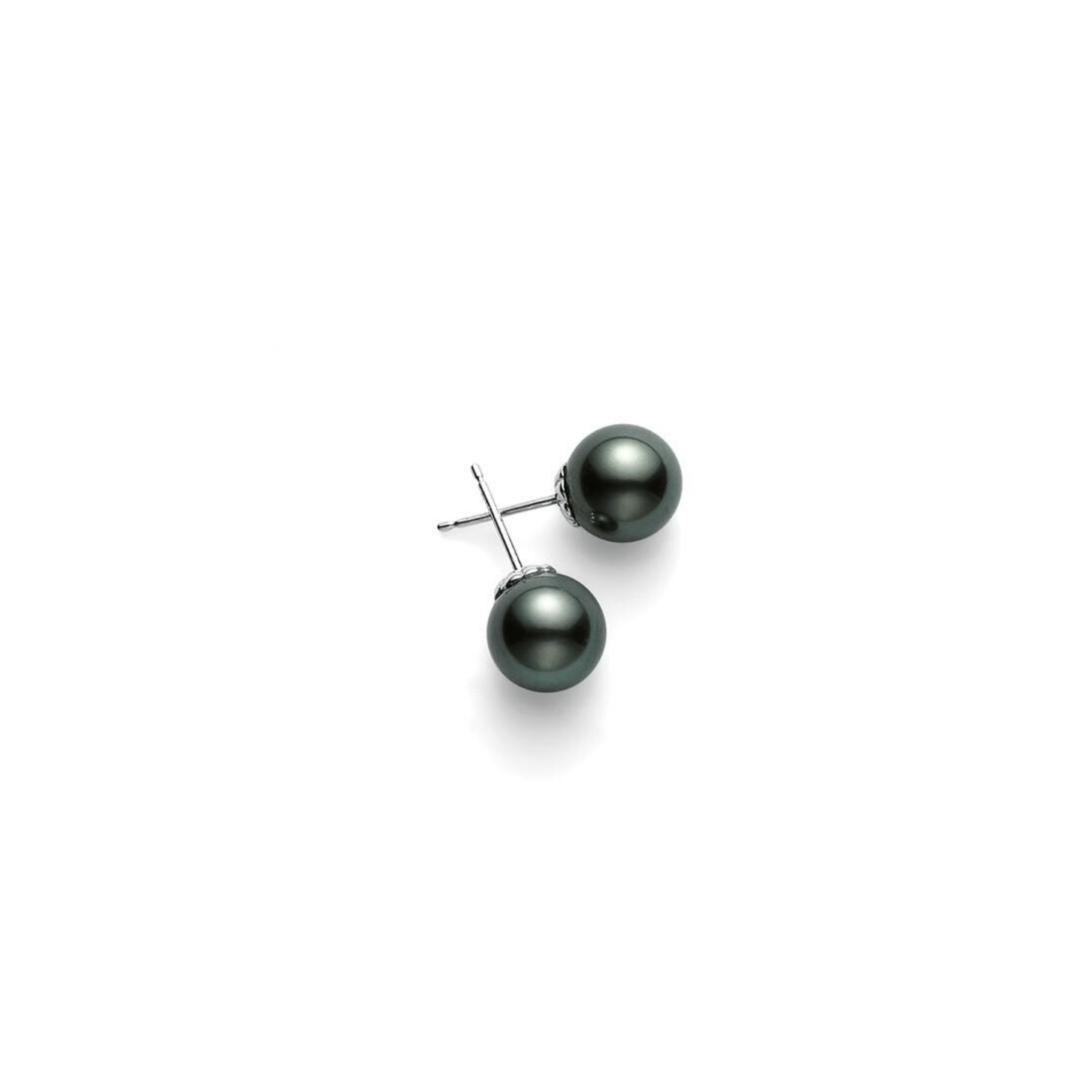 Mikimoto 18K White Gold Black South Sea Cultured Pearl Earrings