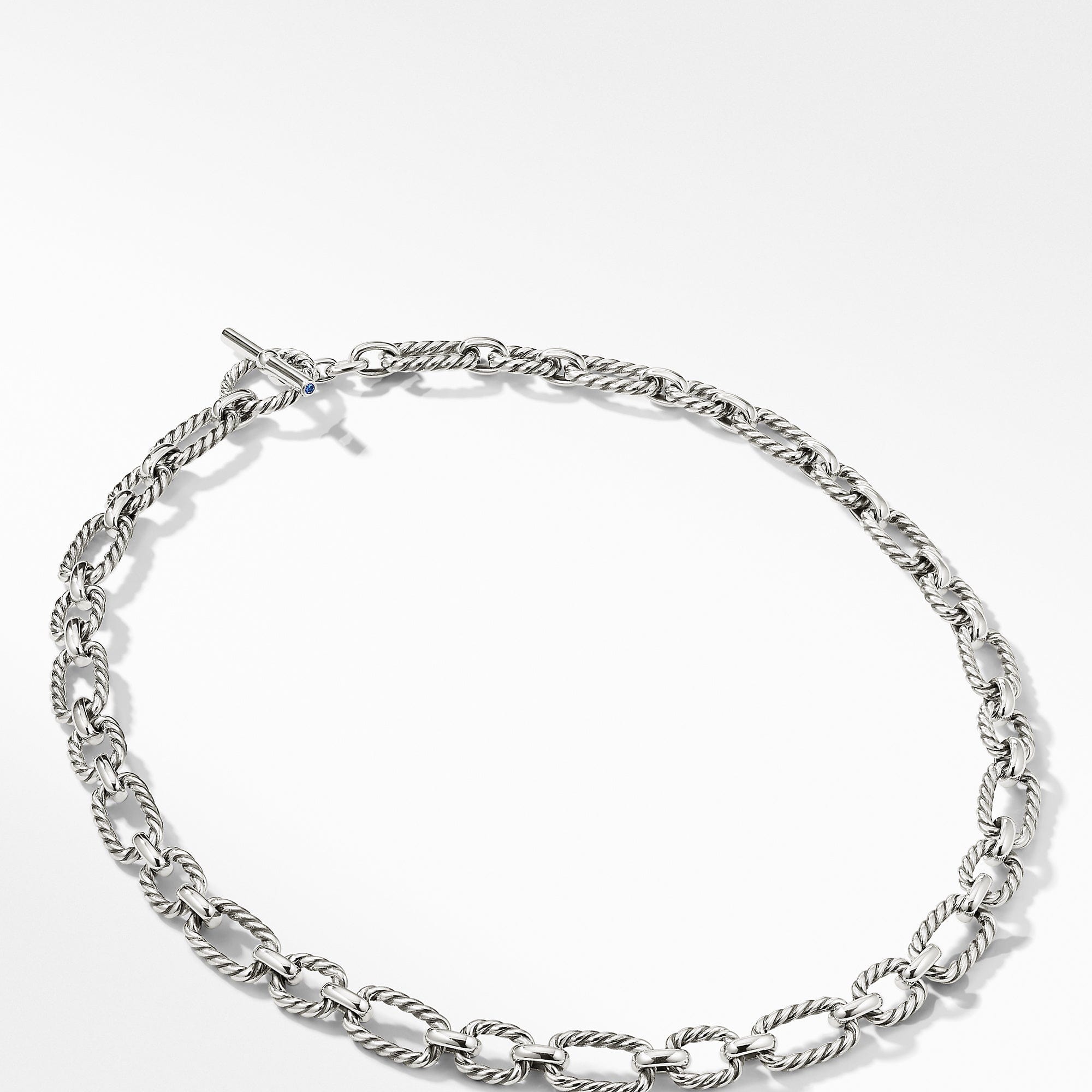 Cushion Link Necklace with Blue Sapphires