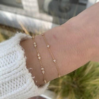 14K Yellow Gold Diamond Bezel Station Bracelet